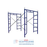 Set of blue Safeway Style Walk Thru/Ladder combination scaffolding frame set (5'X6'4")