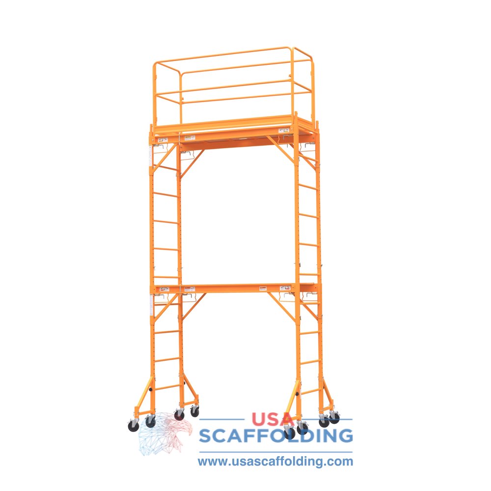 12 FT Baker Style Scaffold W/Guard Rail &Outriggers Painting Drywall Scaffolding 