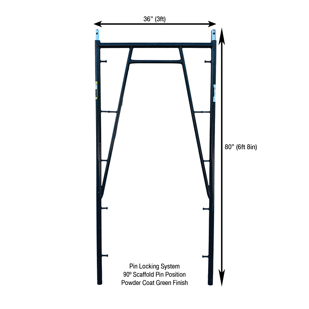 USA-CJ368WT 3'x6'8" Snap On Walk Thru Scaffold Frame w/Measurements