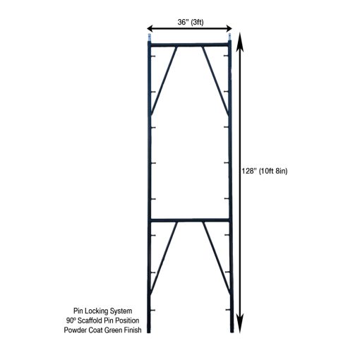 USA-SO.APT.3108 3'x10'8" Snap On Apartment Scaffold Frame w/Measurements