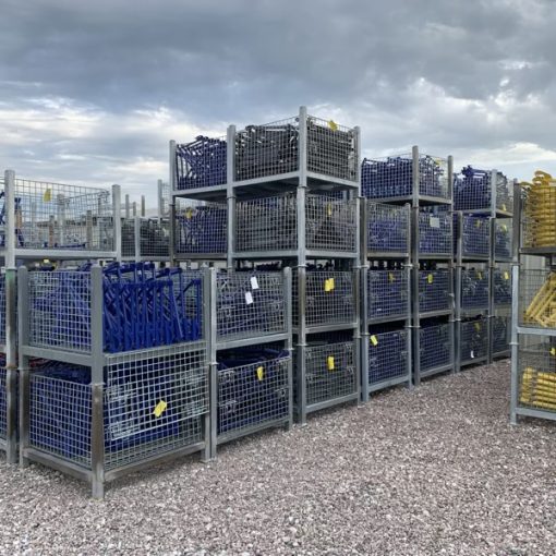 Scaffolding storage basket and rack example at USA Scaffolding