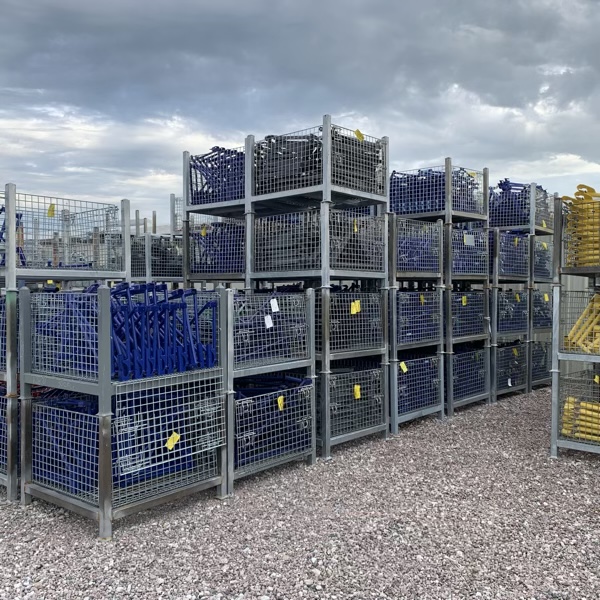 Scaffolding storage basket and rack example at USA Scaffolding